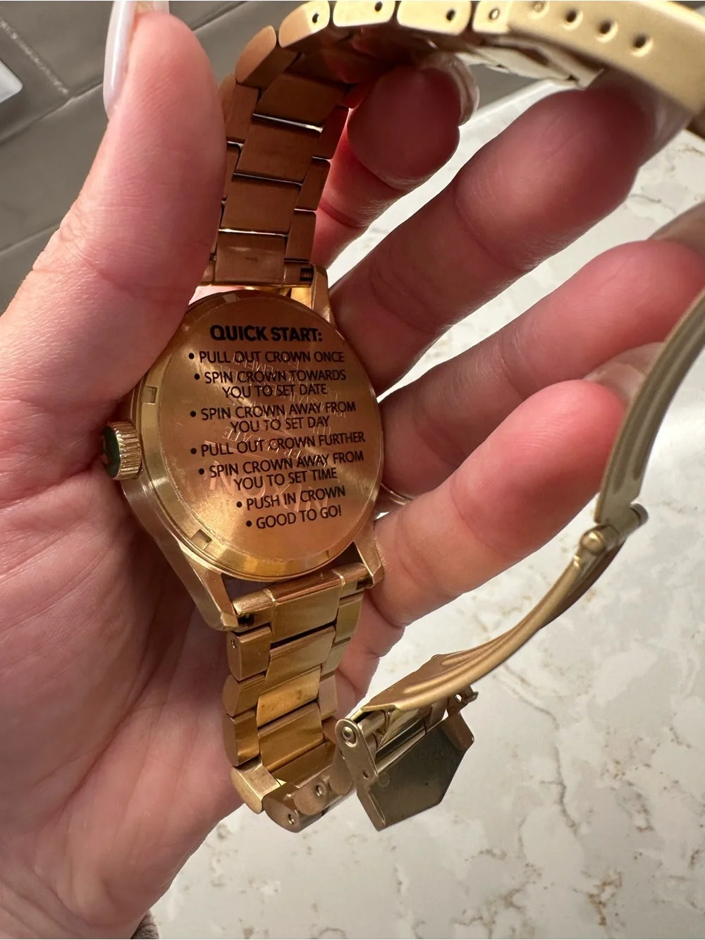 Nixon Gold-Tone Bracelet Watch with Green Dial